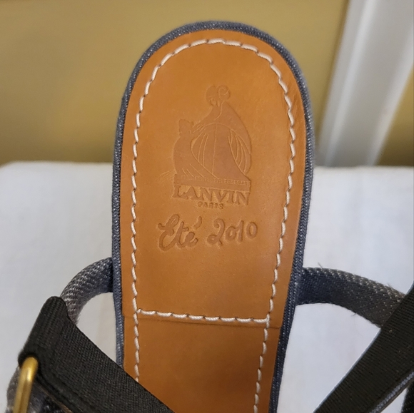 Lanvin Denim Open Toe Pumps Size 40.5/ US 10 - Picture 2 of 10
